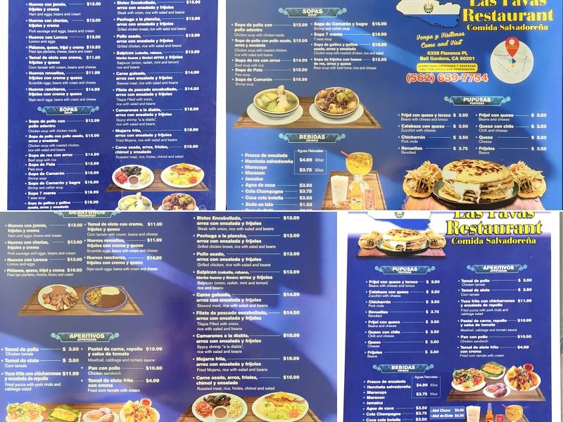 Las Pavas Restaurant Menu