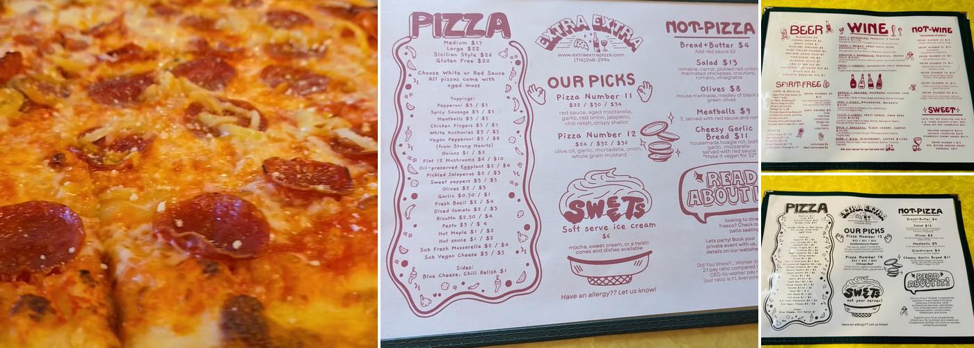 Extra Extra Pizza Menu