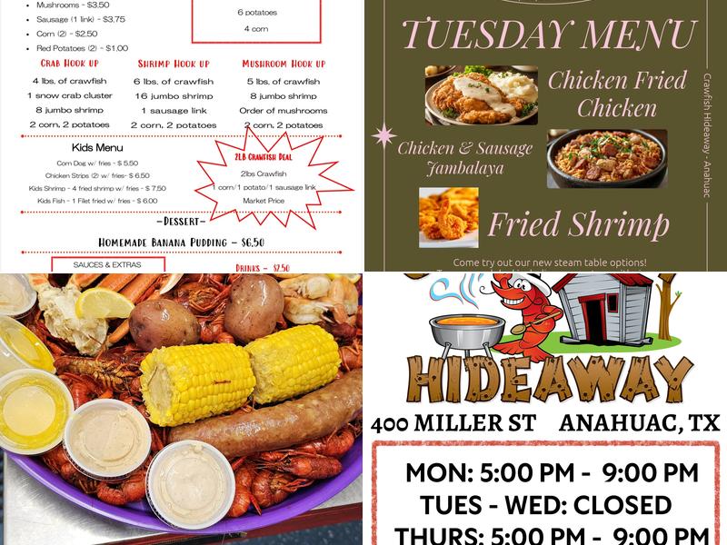 Crawfish Hideaway - Anahuac Menu