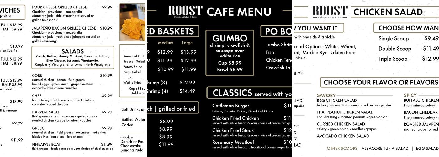 Roost Menu