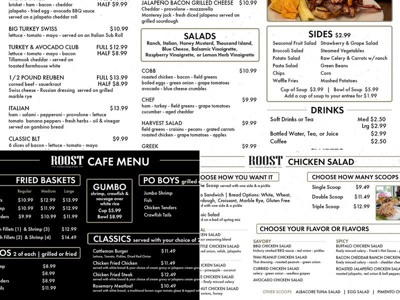 Roost Menu