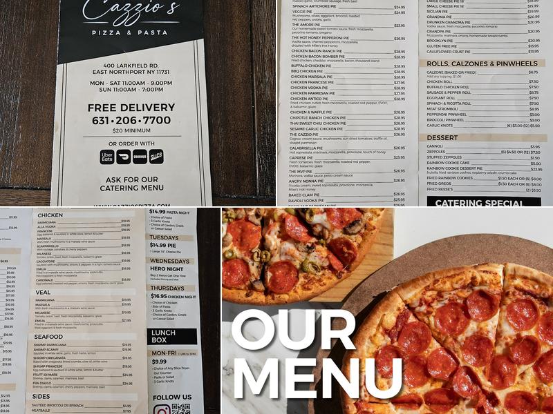 Cazzio's Pizza & Pasta Menu