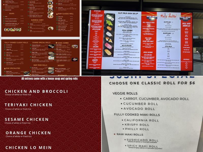 Hello sushi Menu