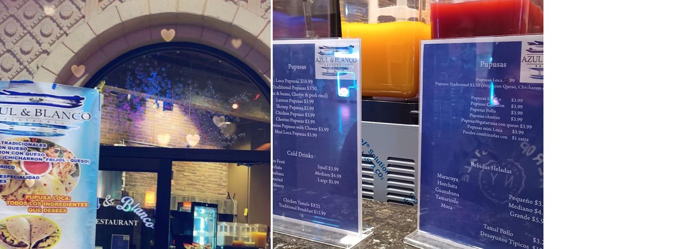 Azul & Blanco Restaurant Menu