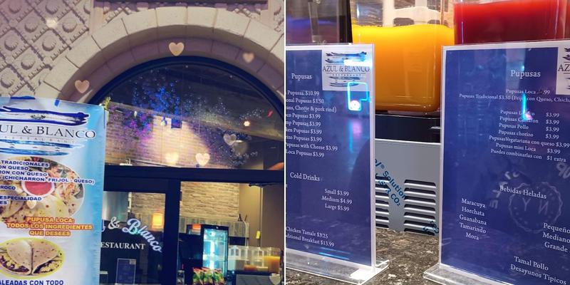 Azul & Blanco Restaurant Menu