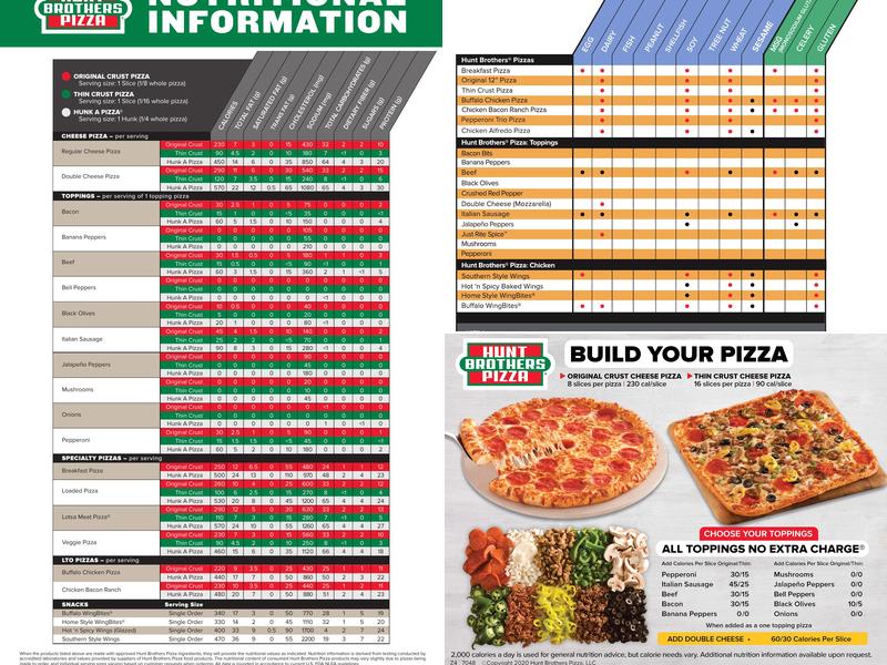 Hunt Brothers Pizza Menu