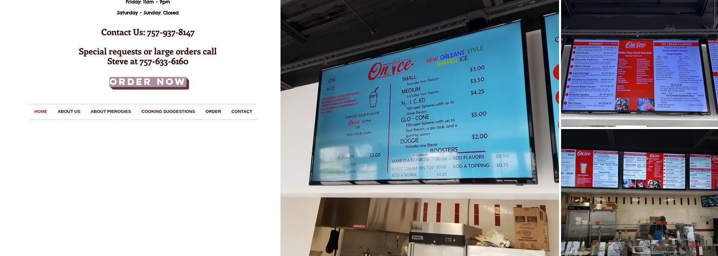 On Ice Menu
