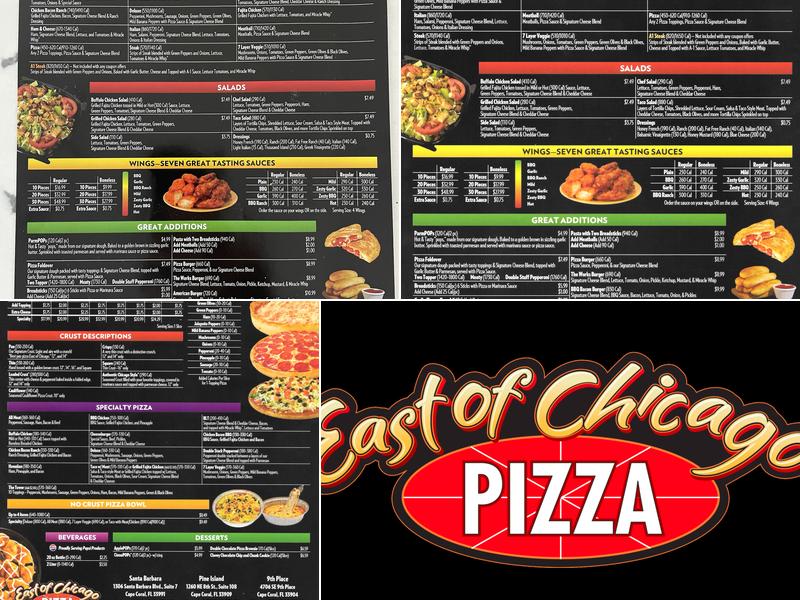 East of Chicago Pizza Menu