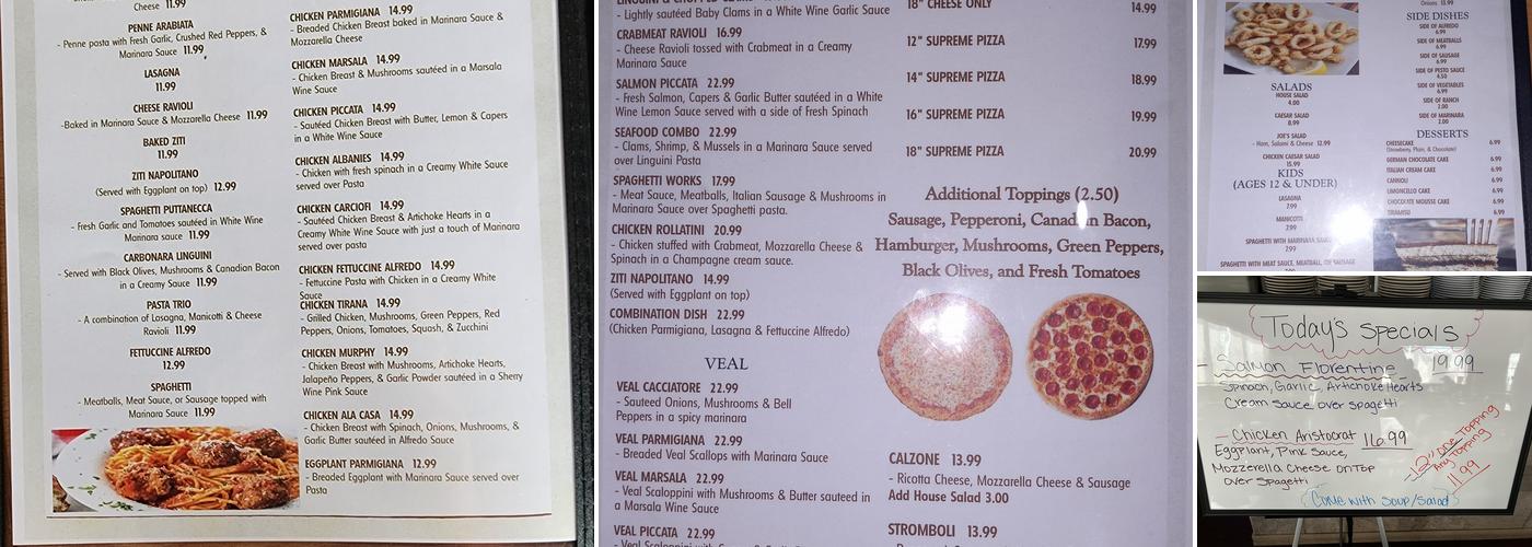 Giuseppe’s Menu
