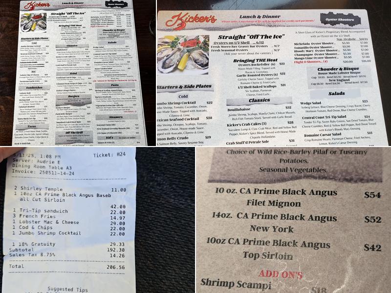Kicker's Menu
