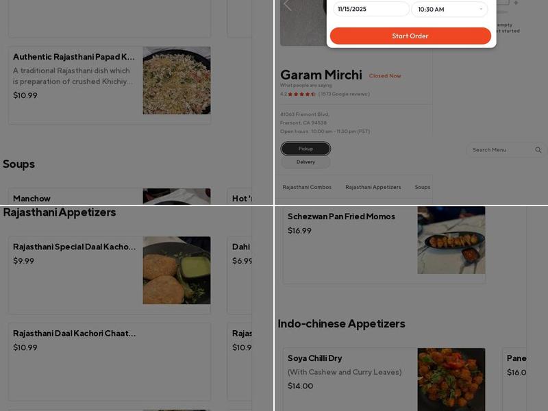 Garam Mirchi- Pure Veg Rajasthani & Indo Chinese Restaurant Menu