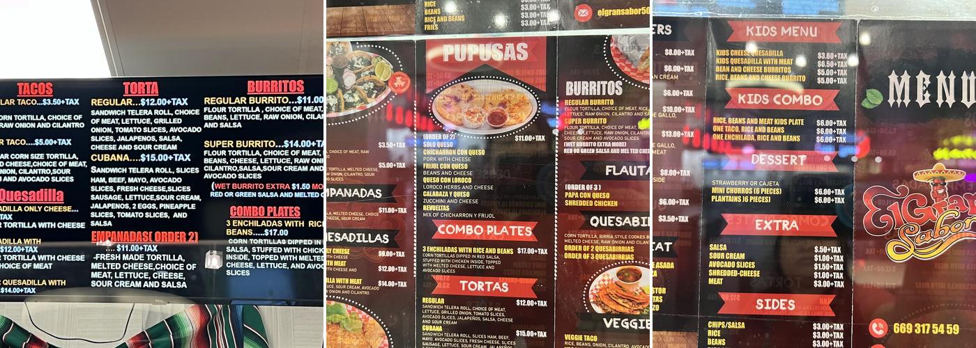 El Gran Sabor Menu