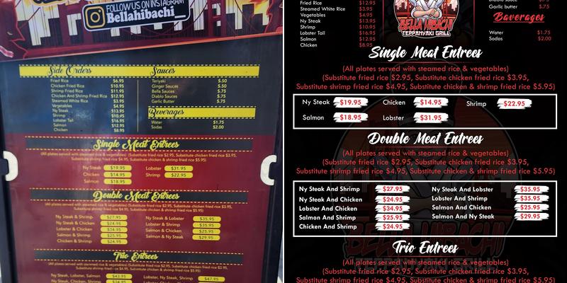 Bella Hibachi Teppanyaki Grill Menu