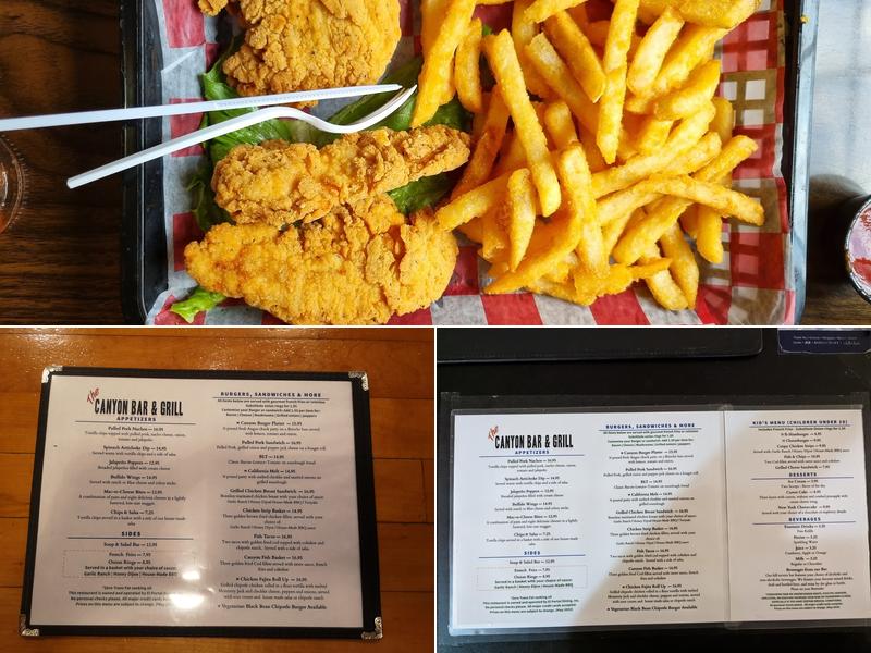 Canyon Bar and Grill Menu