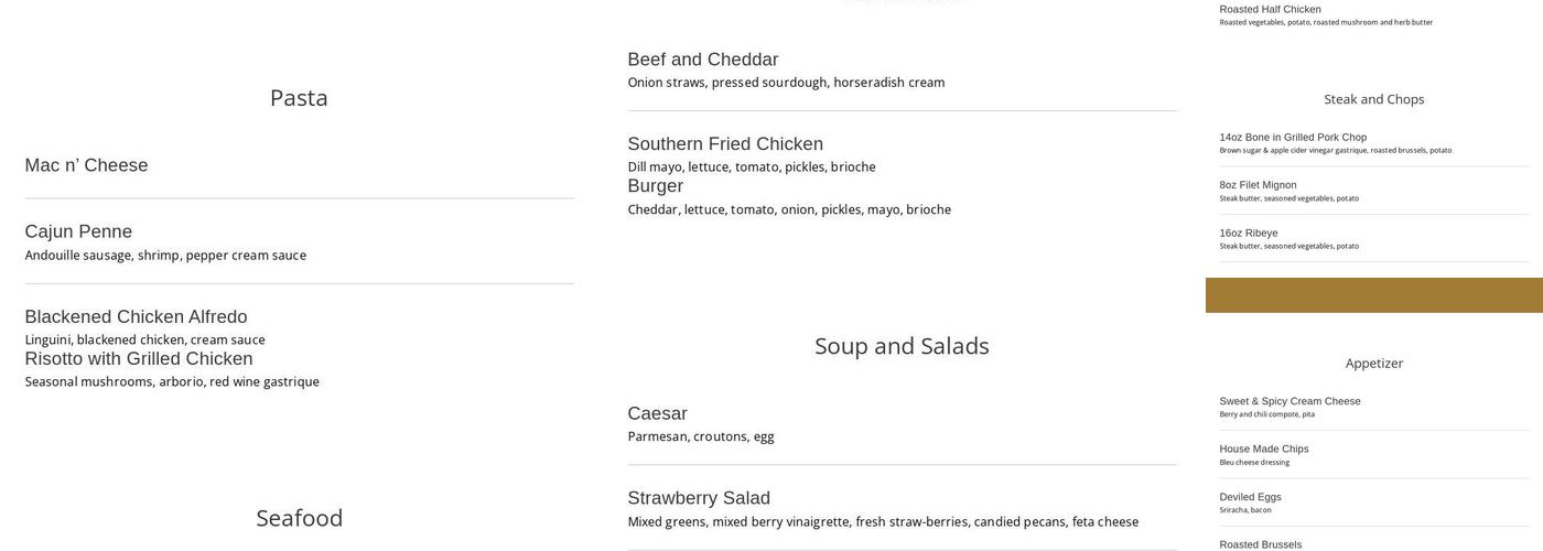 The Main House Menu