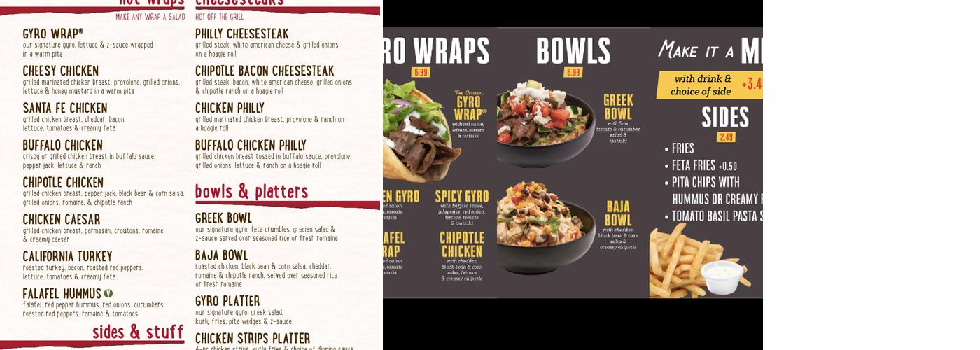 Great Wraps Menu