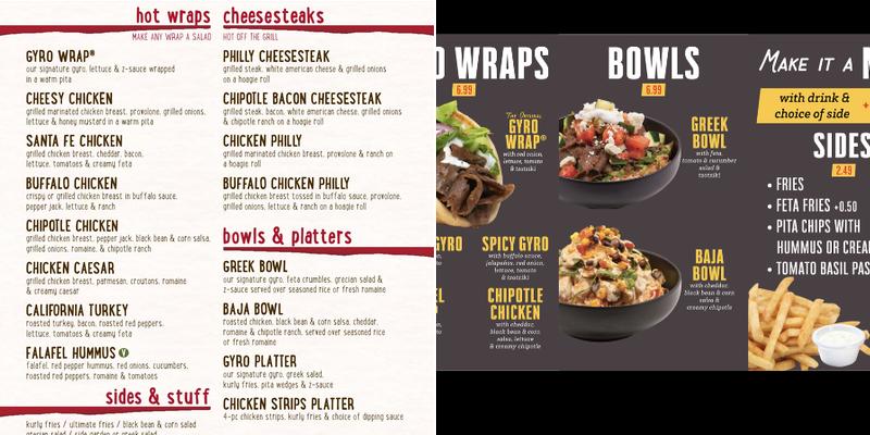 Great Wraps Menu