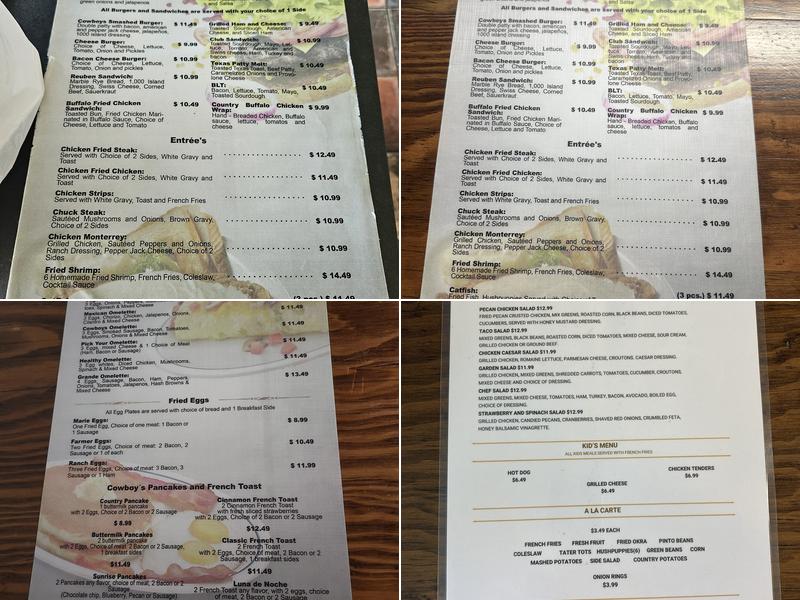 Cowboys Restaurant Menu
