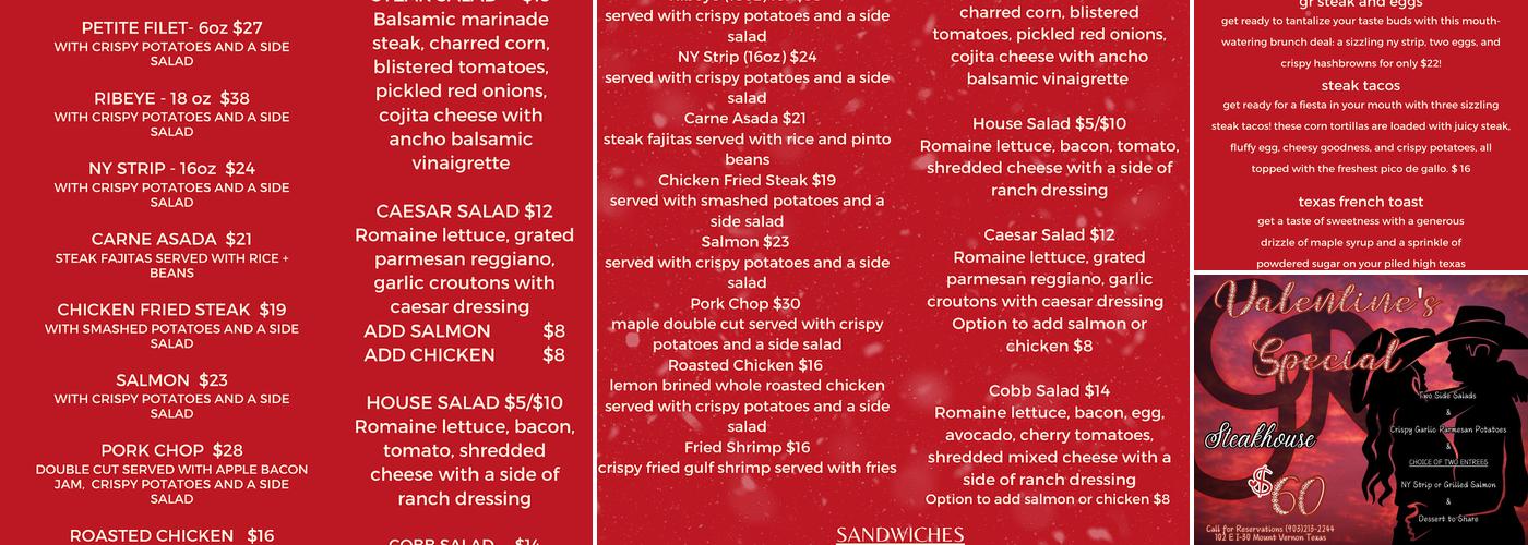 GR Steakhouse Menu
