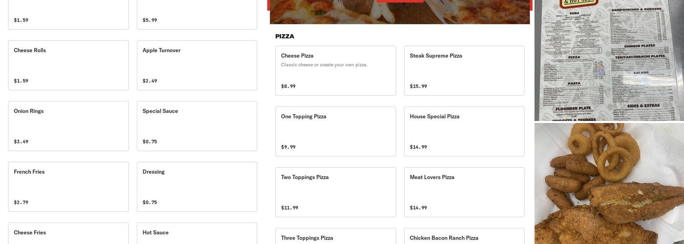 Ellerbe Pizza & Hot Subs Menu