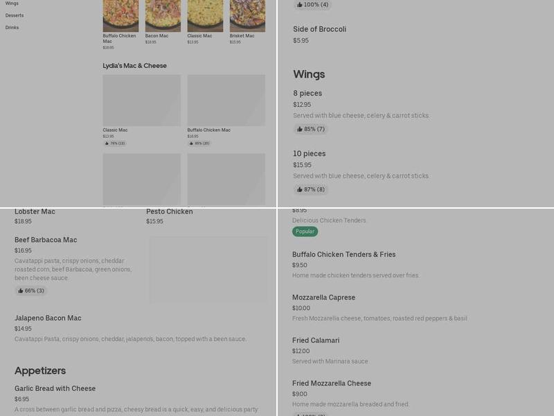 lydias new haven pizza Menu