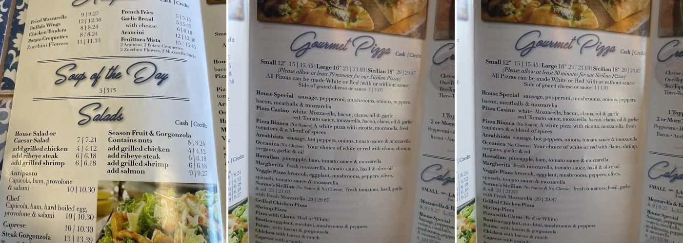 Massimo Italian Corner Menu