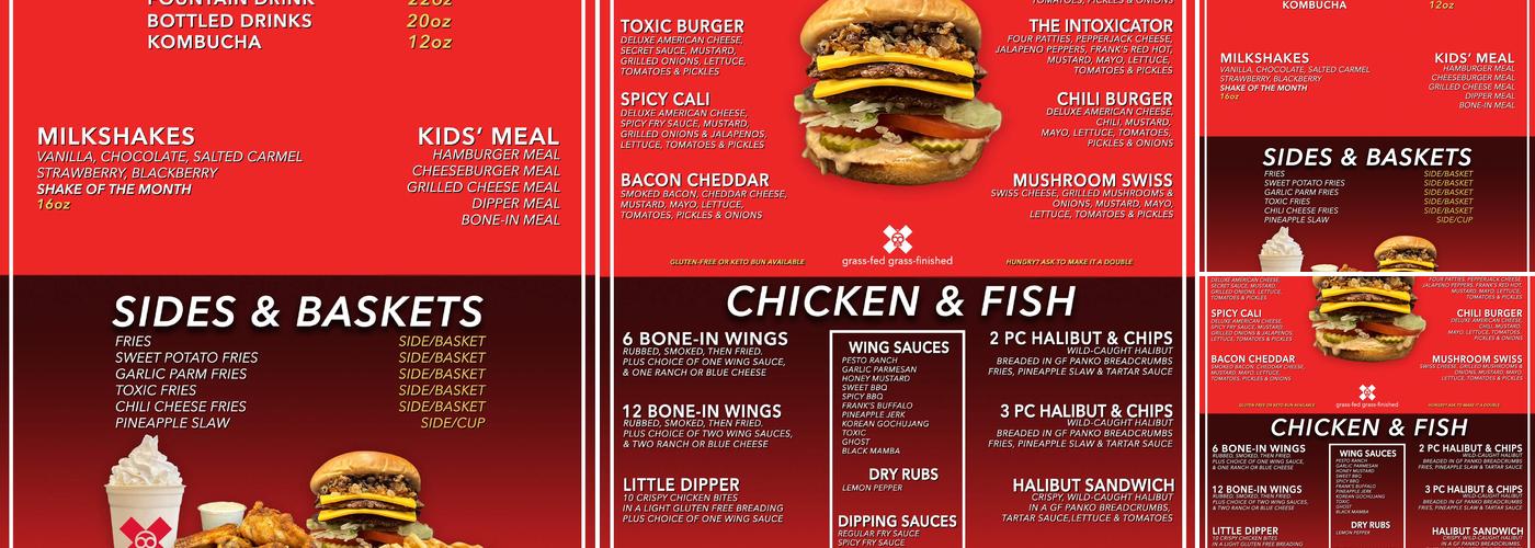 Toxic Burger Menu