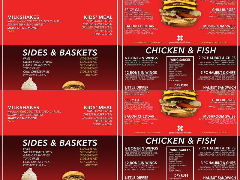 Toxic Burger Menu
