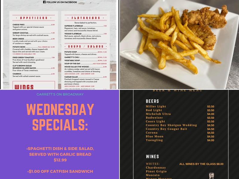 Garrett's On Broadway Menu