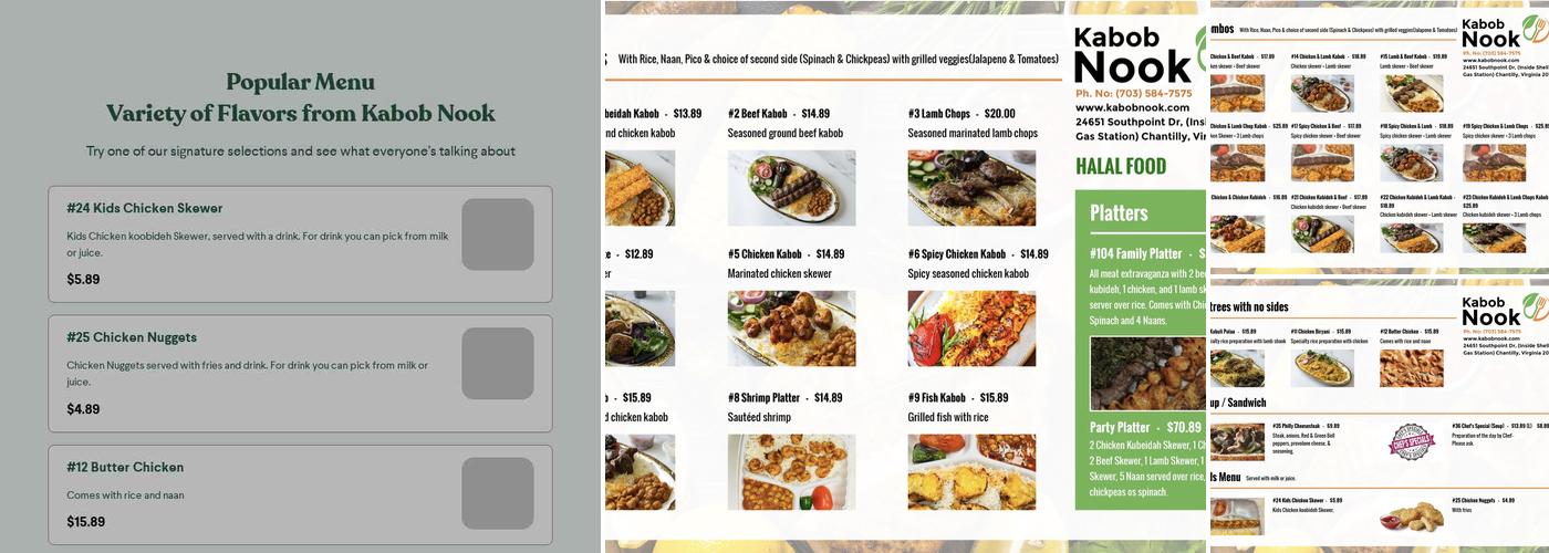 Kabob Nook Menu