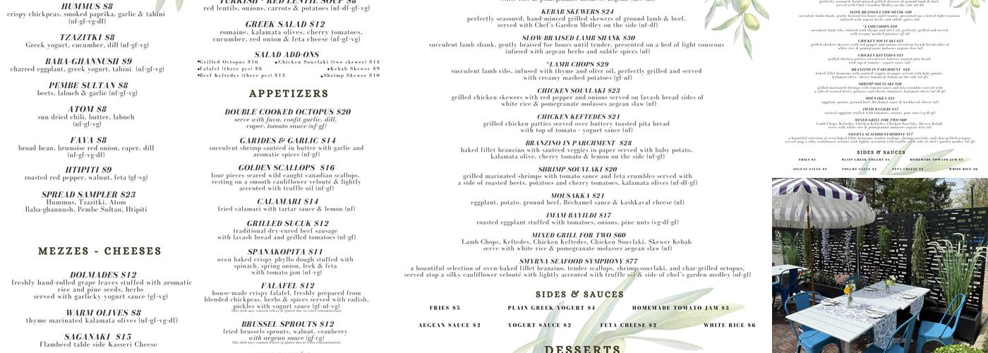 Smyrna Restaurant Menu