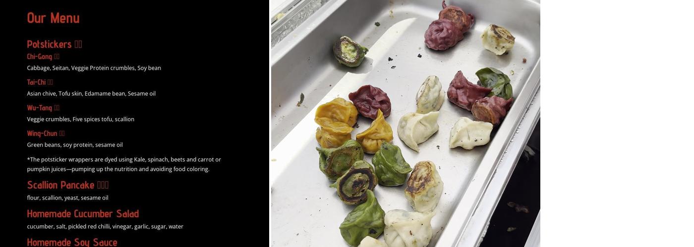 Green Mountain Potstickers Food Cart Menu