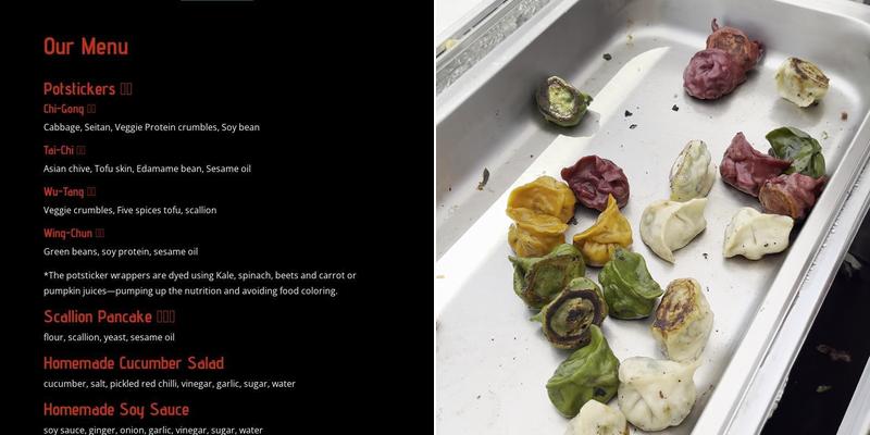 Green Mountain Potstickers Food Cart Menu