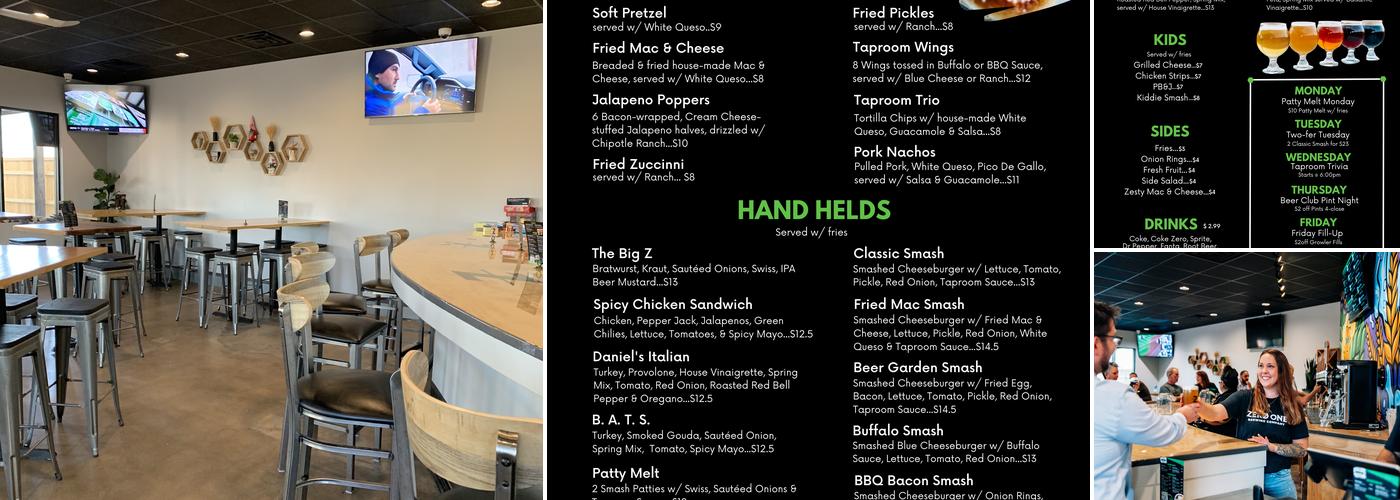 Zero One Taproom Menu