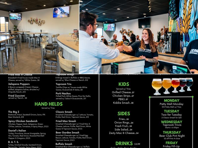 Zero One Taproom Menu