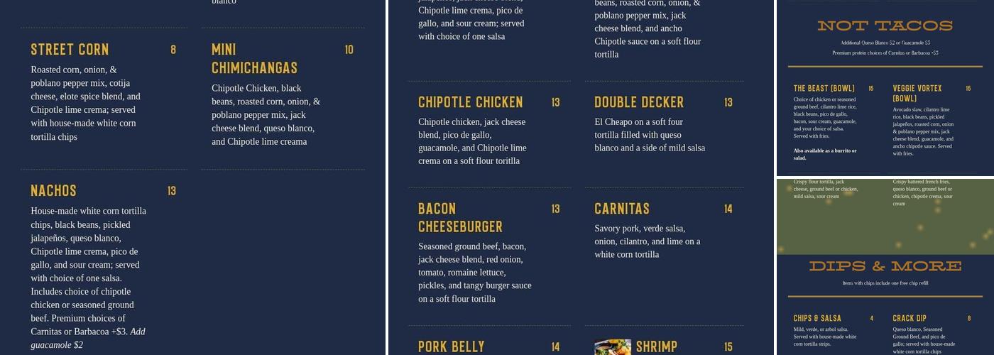 Ta Co. Menu