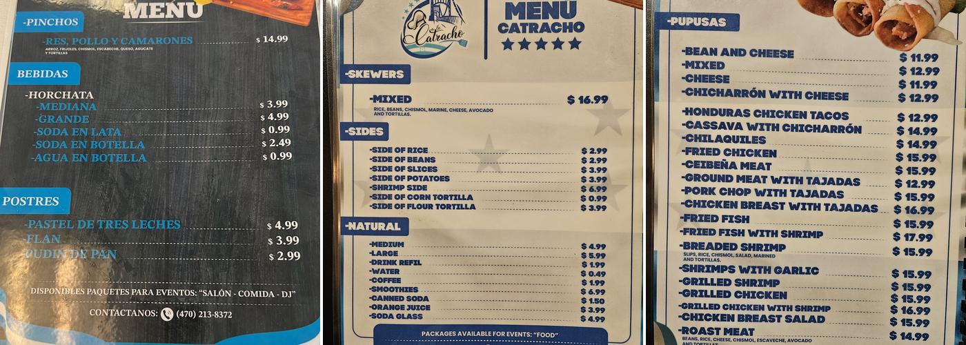 A lo catracho Menu