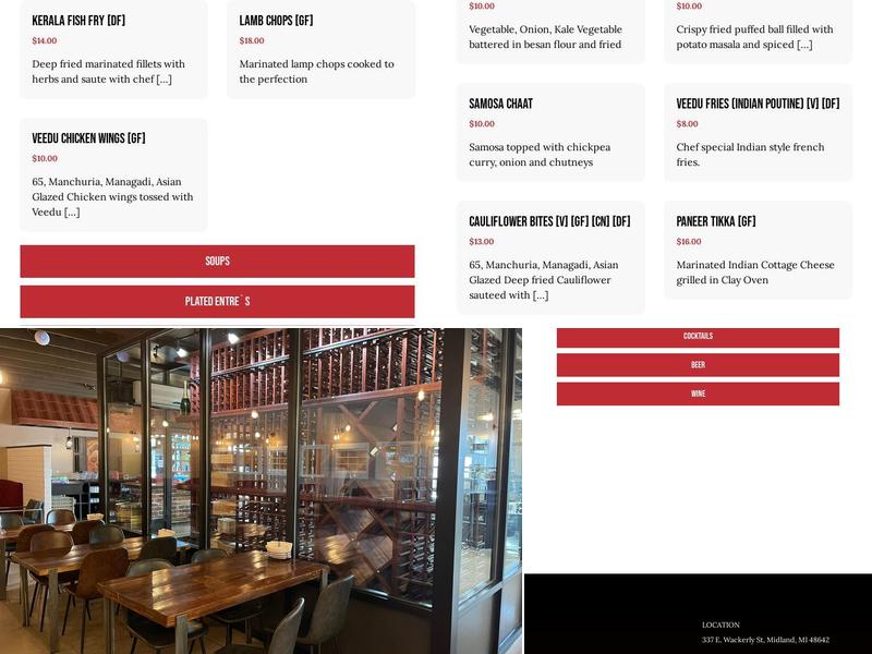 Veedu Indian Kitchen & Lounge Menu