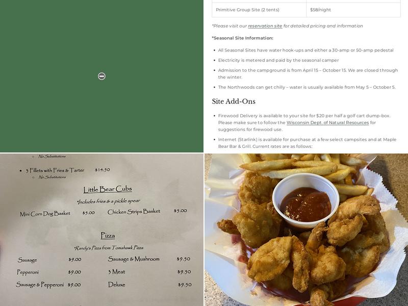 Maple Bear Campground LLC Menu