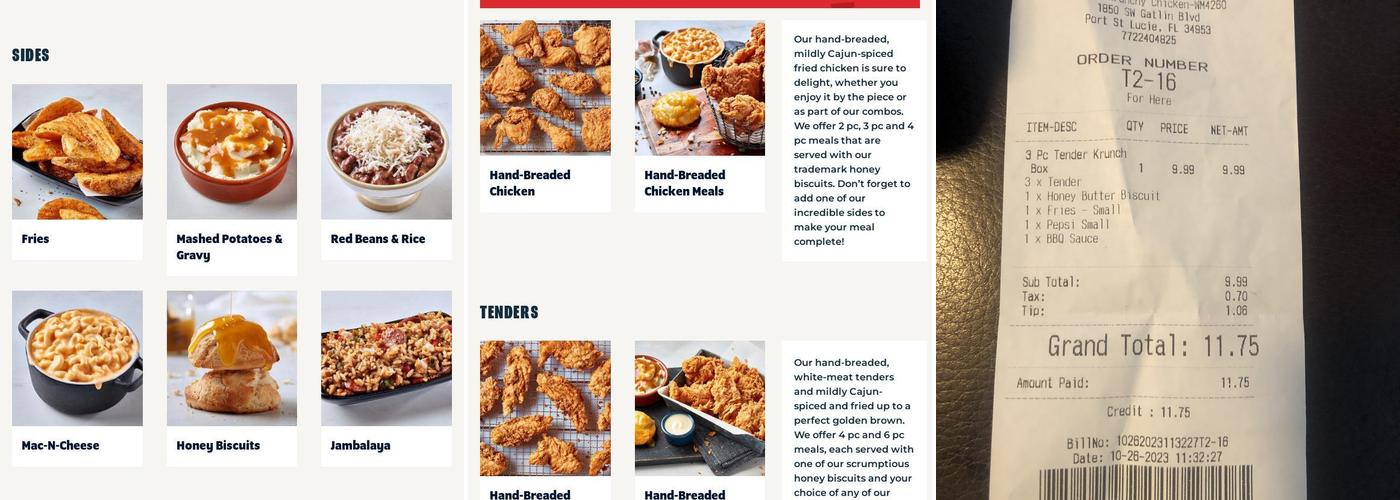 Krispy Krunchy Chicken Menu