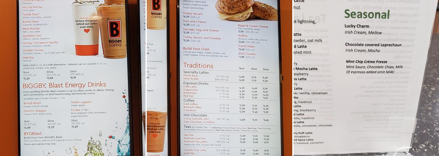 BIGGBY COFFEE Menu