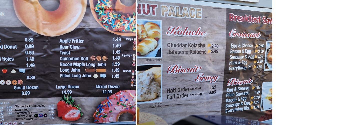 The Donut Palace Menu