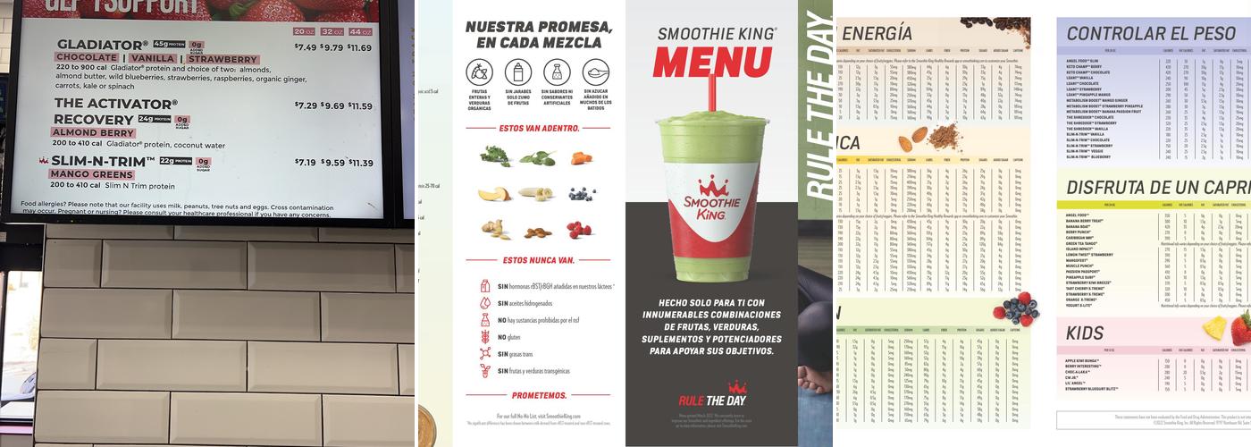 Smoothie King Menu