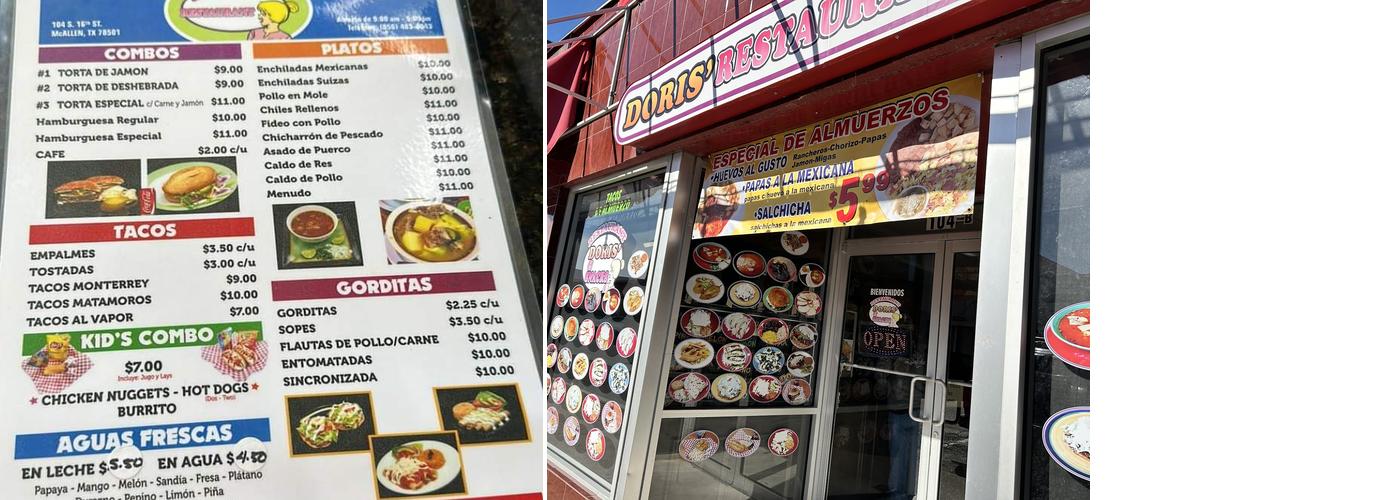 Doris' Snacks Menu