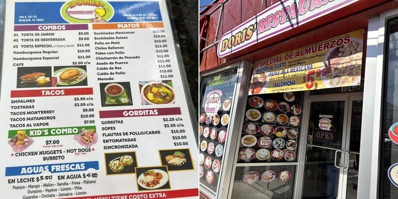 Doris' Snacks Menu