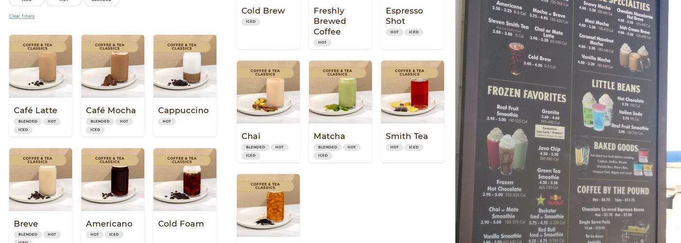 The Human Bean Menu
