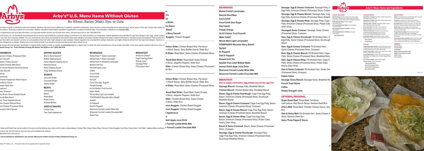 Arby's Menu