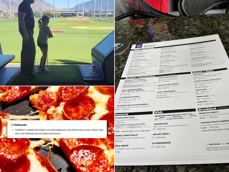 Topgolf Menu