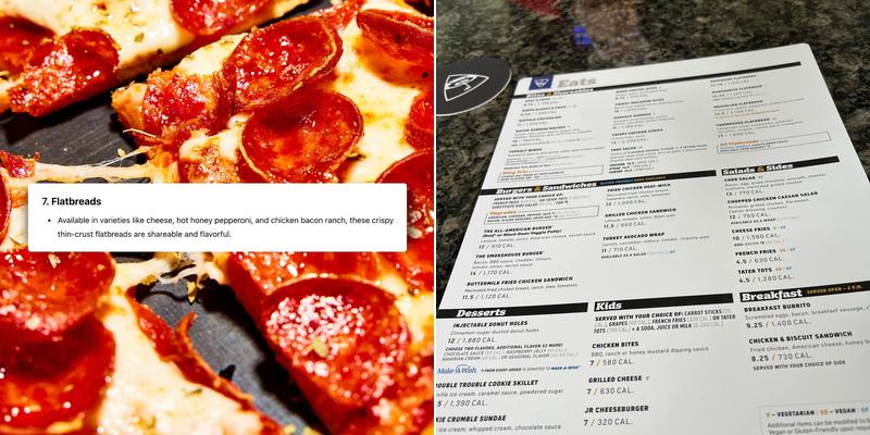 Topgolf Menu