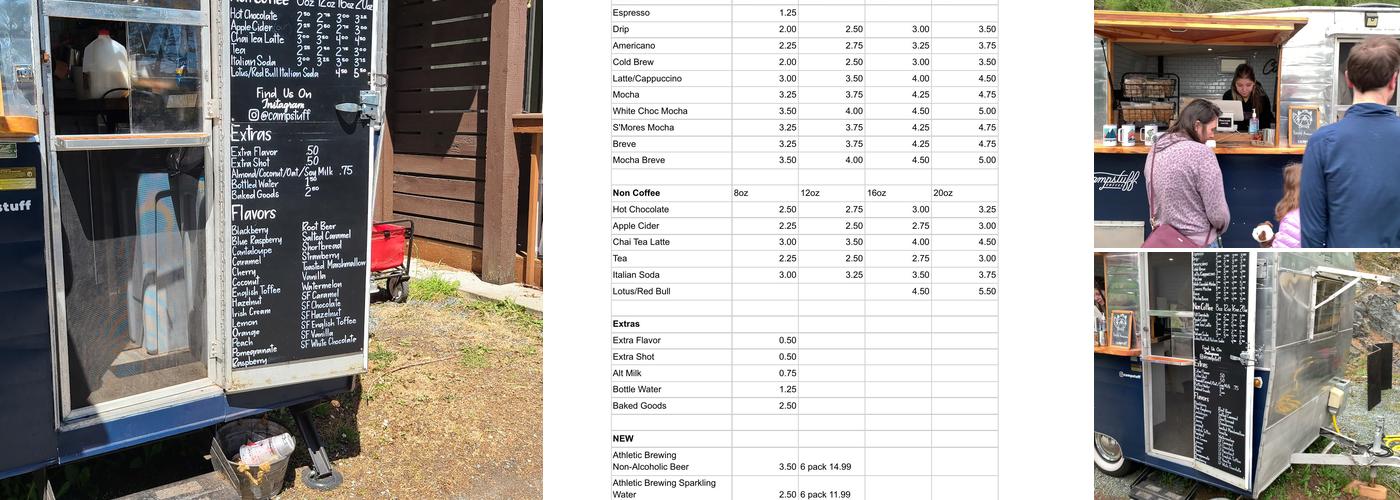 Campstuff Coffee Menu